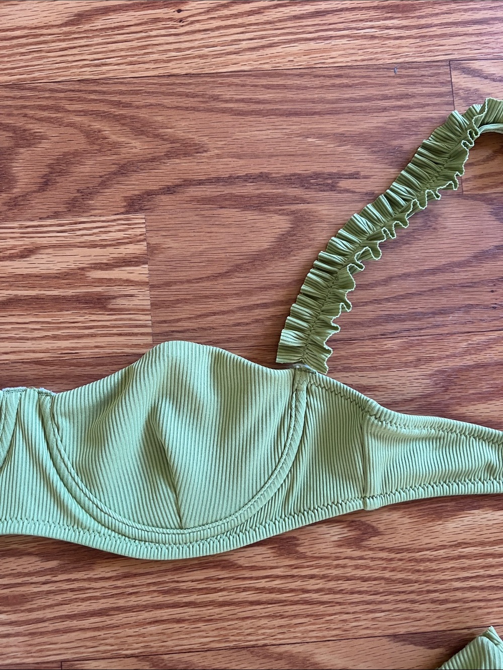 Zaful Olive Green Ribbed Ruffle Bikini Set - Picture 7 of 7